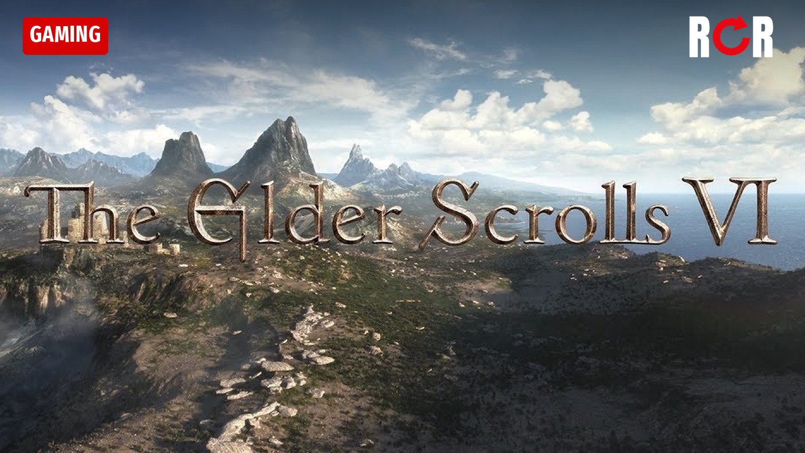The Elder Scrolls VI title over a coastal mountain landscape